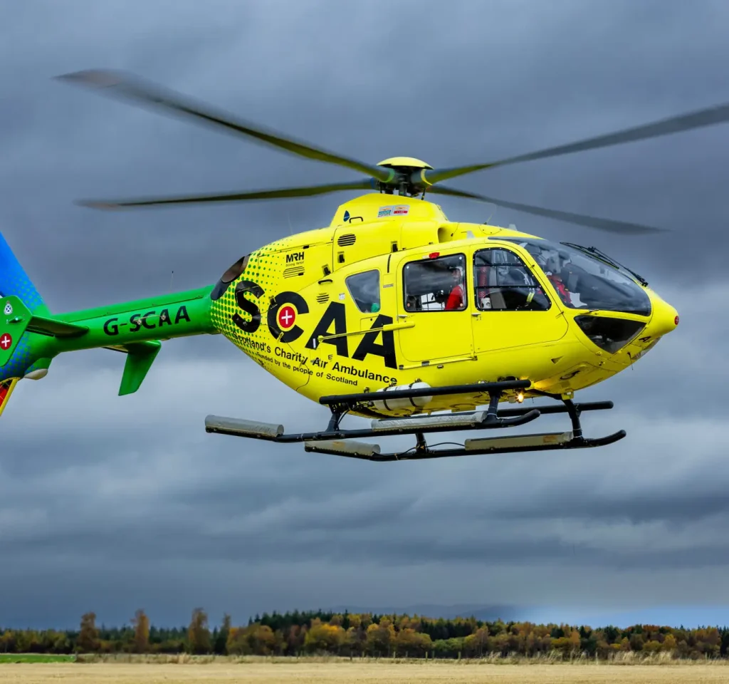 Scotlands' Charity Air Ambulance (SCAA)...Helimed 76 
Picture by Graeme Hart.
Copyright Perthshire Picture Agency
Tel: 07990 594431